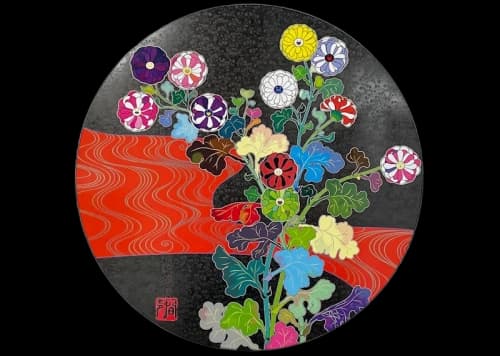 Takashi Murakami Korin Hohashi: Flowers Blooming on the Island of Death Prints (Signed, Edition of 300) Black Red