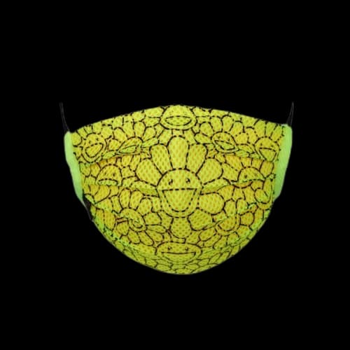Takashi Murakami Mesh Flower Pattern Face Mask Lemon Yellow/Black