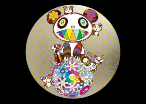 Takashi Murakami Panda and Panda Cubs and Flower Ball Print Gold (Signed, Edition of 300)