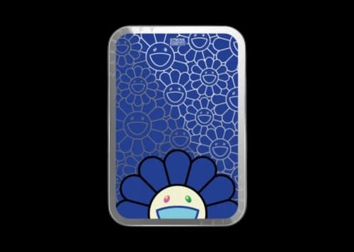 Takashi Murakami x CASETiFY: Flowers Bloom Smile (Blue) Snappy Cardholder Stand Silver