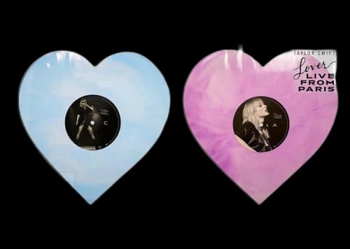 Taylor Swift Lover (Live From Paris) Heart Shaped 2XLP Vinyl Pink & Blue
