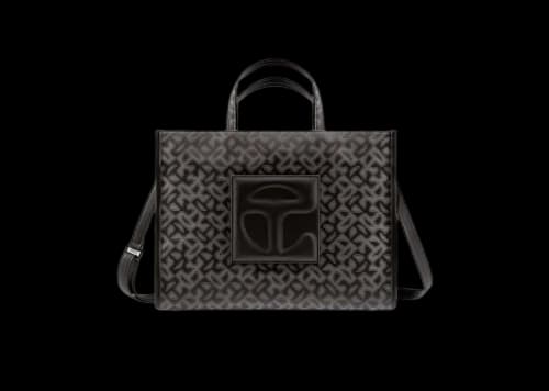 Telfar Medium Jacquard Shopper Black Monogram