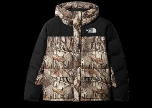 The North Face Himalayan Goose Down 550 Fill Jacket Kelp Tan Forest Floor Print