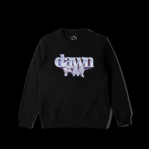 The Weeknd Dawn FM Chrome Title Crewneck Sweater Black