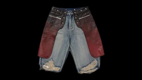 Thug Club x Fila TC Dragon Leather Denim Mix Short Multicolor