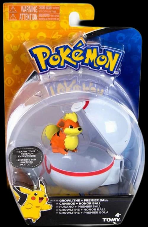 Tomy Pokemon Clip n Carry Pokeball Growlithe & Premier Ball Figure Set