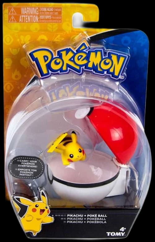 Tomy Pokemon Clip n Carry Pokeball Pikachu & Poke Ball Laying Down, Smiling Figure Set