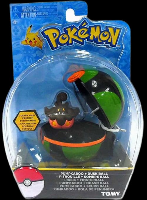 Tomy Pokemon Clip n Carry Pokeball Pumpkaboo & Dusk Ball Figure Set