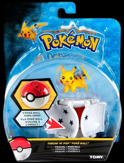 Tomy Pokemon Throw 'n' Pop Pokeball Pikachu & Poke Ball Standing On All Fours Figure Set