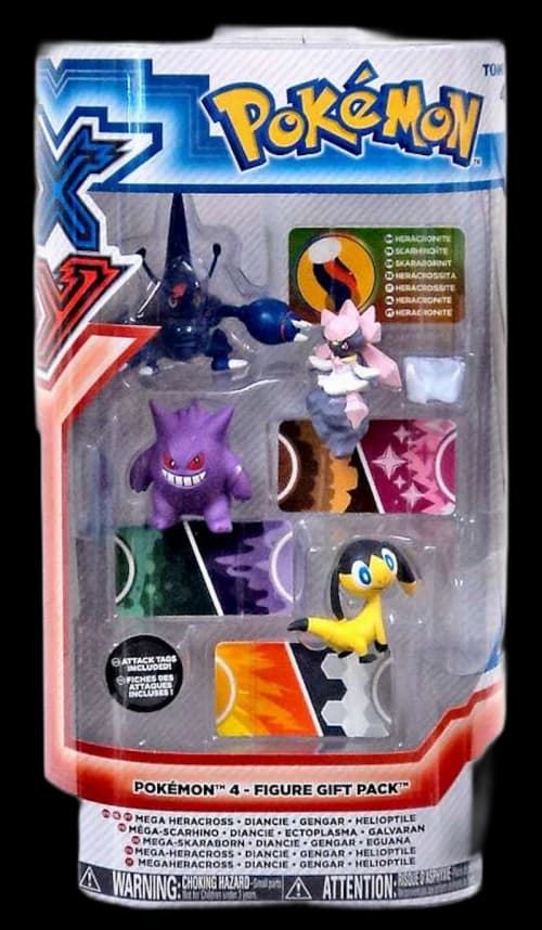 Tomy Pokemon XY Mega Heracross, Diancie, Gengar & Helioptile Mini Figure (Set of 4)