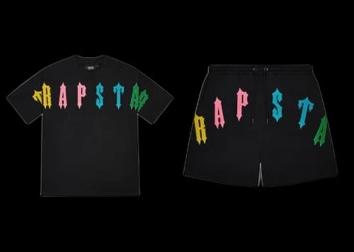 Trapstar Arch Chenille Decoded 2.0 Shorts Set Black/Candy