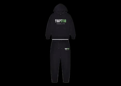 Trapstar Decoded Chenille Hooded Tracksuit Black/Light Green