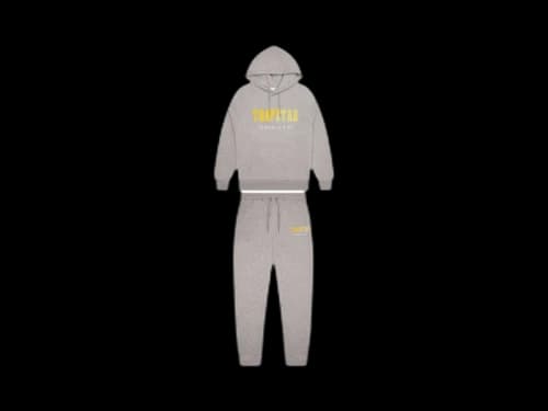 Trapstar Decoded Chenille Hooded Tracksuit Grey/Yellow