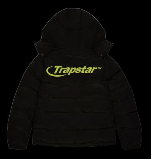 Trapstar Hyperdrive Detachable Hooded Puffer Jacket Black/Lime