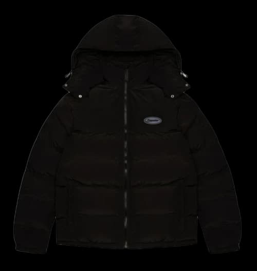 Trapstar Hyperdrive Detachable Hooded Puffer Jacket Triple Black