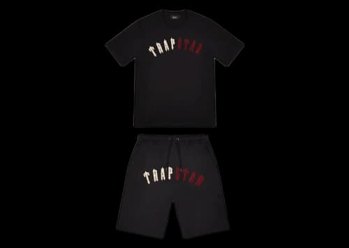 Trapstar Irongate Chenille Arch Short Set Black/Brindle/Zinfandel