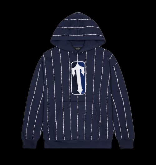 Trapstar Trap League Chenille Hoodie Navy Pinstripe