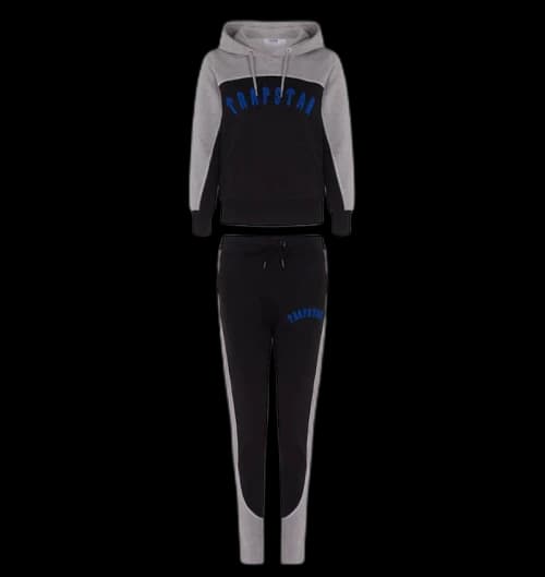 Trapstar Womens Irongate Arch Chenille Hooded Sweatsuit Black Blue Grey