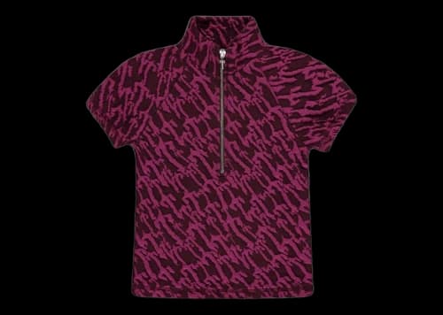 Trapstar Women's Jacquard Fitted Zip Crop Top Burgundy/Pink