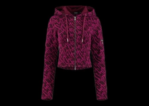 Trapstar Women's Jacquard Fitted Zip Hoodie Burgundy/Pink