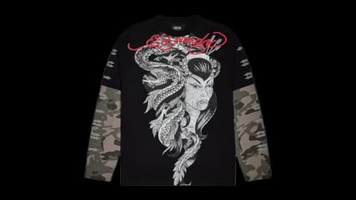 Trapstar x Ed Hardy Medusa L/S Tee Washed Black/Camo
