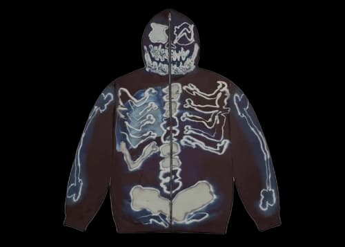Travis Scott Cactus Jack For Fragment Skeleton Graffiti Full Zip Hoodie Multi