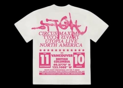 Travis Scott Utopia Is In Vancouver Exclusive Circus Maximus Tee White