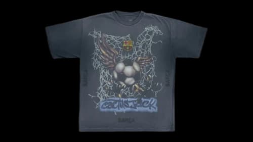 Travis Scott x FC Barcelona Washed Spray Logo Tee Black