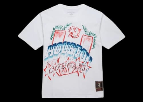 Travis Scott x Mitchell & Ness Houston Cougars Hand-Drawn T-Shirt White