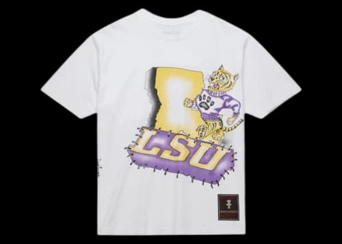 Travis Scott x Mitchell & Ness LSU Tigers Hand-Drawn T-Shirt White