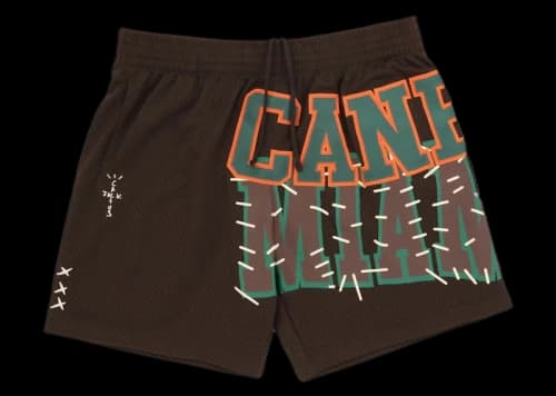 Travis Scott x Mitchell & Ness Miami Hurricanes Basketball Shorts Brown