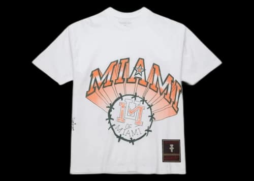 Travis Scott x Mitchell & Ness Miami Hurricanes Hand-Drawn T-Shirt White