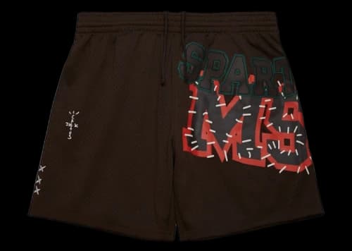 Travis Scott x Mitchell & Ness Michigan State Spartans Basketball Shorts Brown