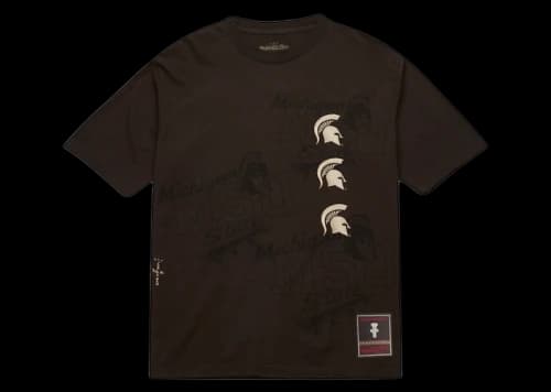 Travis Scott x Mitchell & Ness Michigan State Spartans Seal T-Shirt Brown