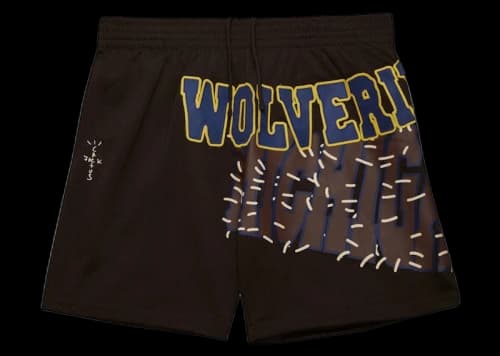 Travis Scott x Mitchell & Ness Michigan Wolverines Basketball Shorts Brown