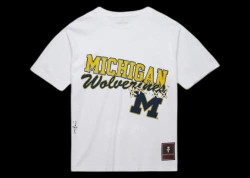 Travis Scott x Mitchell & Ness Michigan Wolverines Hand-Drawn T-Shirt White
