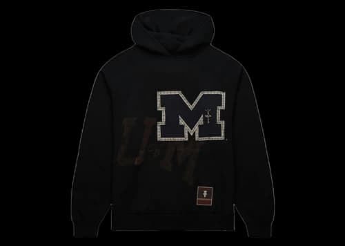 Travis Scott x Mitchell & Ness Michigan Wolverines Overlap Pullover Hoodie Black