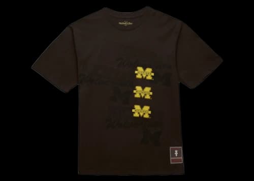 Travis Scott x Mitchell & Ness Michigan Wolverines Seal T-Shirt Brown