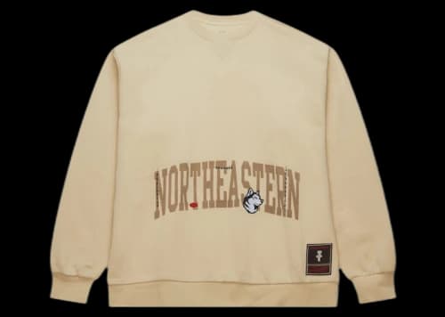 Travis Scott x Mitchell & Ness Northeastern Huskies Pullover Sweatshirt Tan