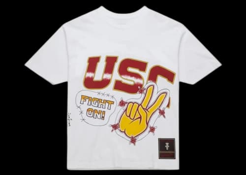 Travis Scott x Mitchell & Ness USC Trojans Hand-Drawn T-Shirt White