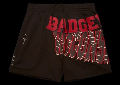Travis Scott x Mitchell & Ness Wisconsin Badgers Basketball Shorts Brown