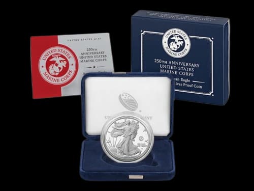 United States Mint 250th Anniversary United States Marine Corps American Eagle One Ounce Silver Proof Coin Philadelphia (P)