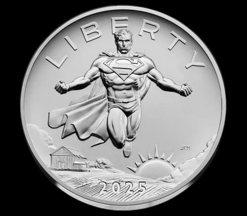 United States Mint Comic Art 2.5 Ounce Silver Medal - Superman Coin