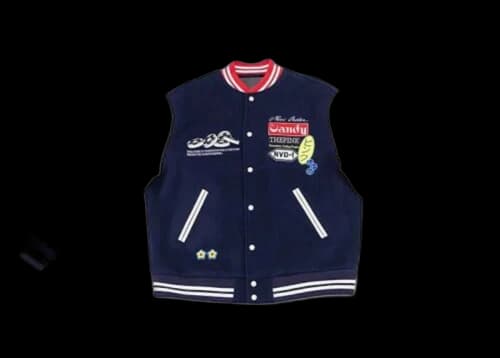 Vandy The Pink Akira Blue Pill Varsity Jacket Navy Blue