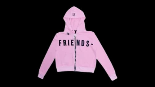 Vlone Black Lipstick Friends Embroidered Crop Top Zip Up Hoodie Pink