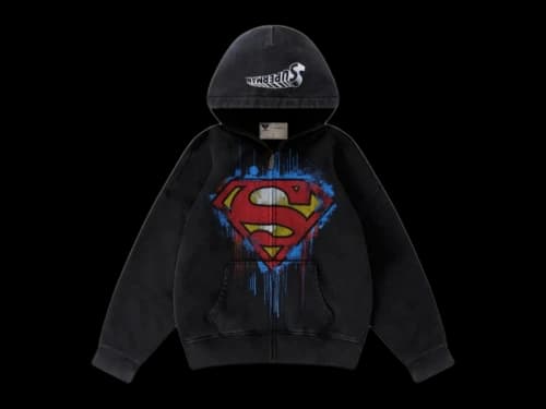 YoungLA x Superman Zip Up Sweatshirt Black Wash